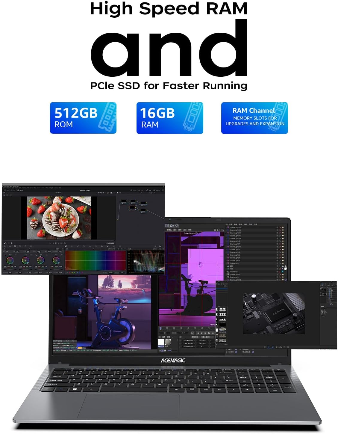 17.3 inch Laptop with Quad-Core Ryzen 4300U Processor up to 3.7GHz,16GB RAM DDR4*2 512GB M.2 SSD Computer